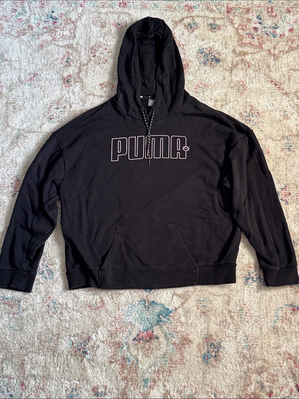 Puma Black Crewneck Hoodie with Center Logo